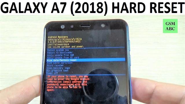 Come fare hard reset Samsung Galaxy A7 2018