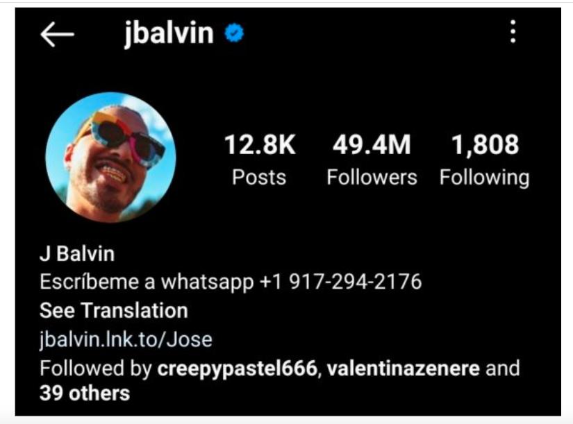 J Balvin compartió su número de WhatsApp en Instagram ¿contesta si le escribes?