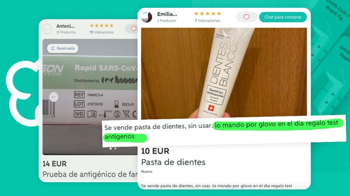 "Vendo pasta de dientes y regalo test de antígenos": las pruebas covid llegan a Wallapop