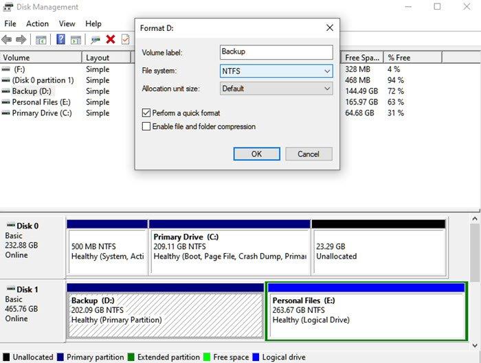 How to format a Hard Drive or Disk in Windows 10