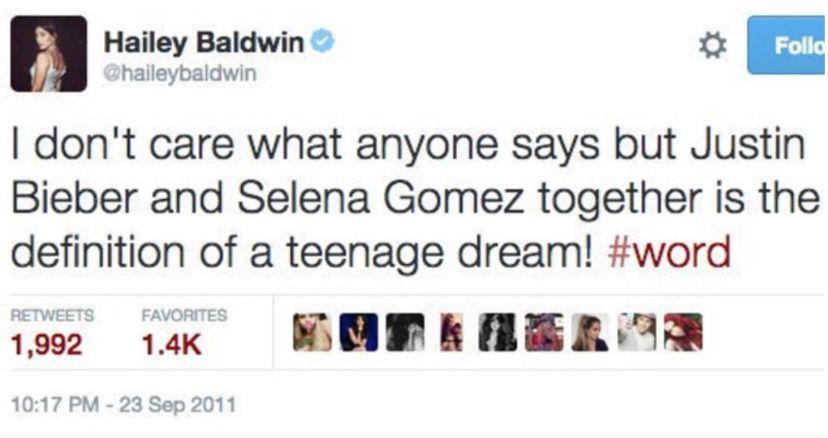 Los incómodos tuits de 2011 en los que Hailey habla de Justin Bieber y Selena Gomez