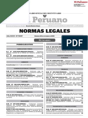 El Peruano - Designation of General Director of the Directorate of Agricultural Inputs and Agrifood Safety of SENASA - CHIEF RESOLUTION - N° 0133-2019-MINAGRI-SENASA - EXECUTIVE POWER -