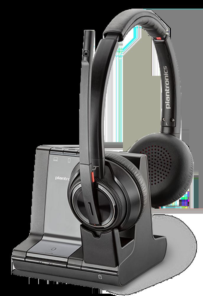 Plantronics - Casque DECT sans fil Savi 8220 Office (poly) - Double oreille (stéréo) - Compatible pour se connecter à un PC/Mac ou à un téléphone portable via Bluetooth - Fonctionne avec les équipes (certifié), Zoom