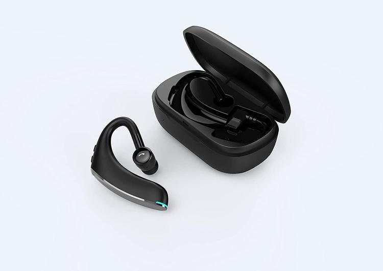 Oreillette Bluetooth, sans fil v5.0 Business Bluetooth Écouteur dans l&#39;oreille Écouteurs légers et résistants à la transpiration avec micro pour téléphones portables pour bureau/entraînement/conduite