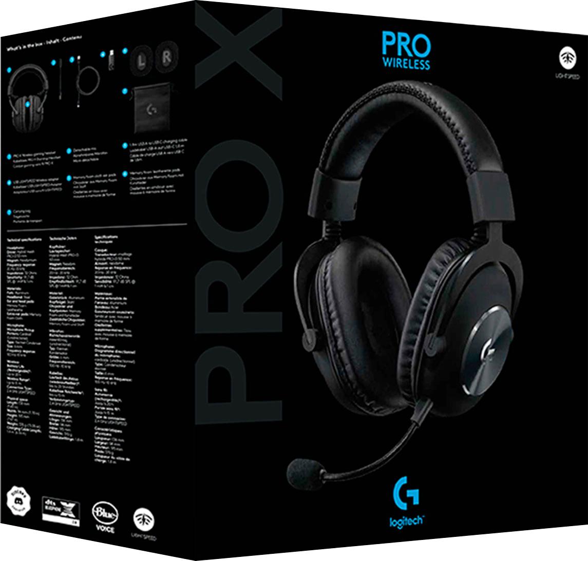 Logitech G PRO X Wireless Lightspeed Gaming Headset with Blue VO!CE Mic Filter Tech, 50 mm PRO-G Drivers, and DTS Headphone:X 2.0 Surround Sound