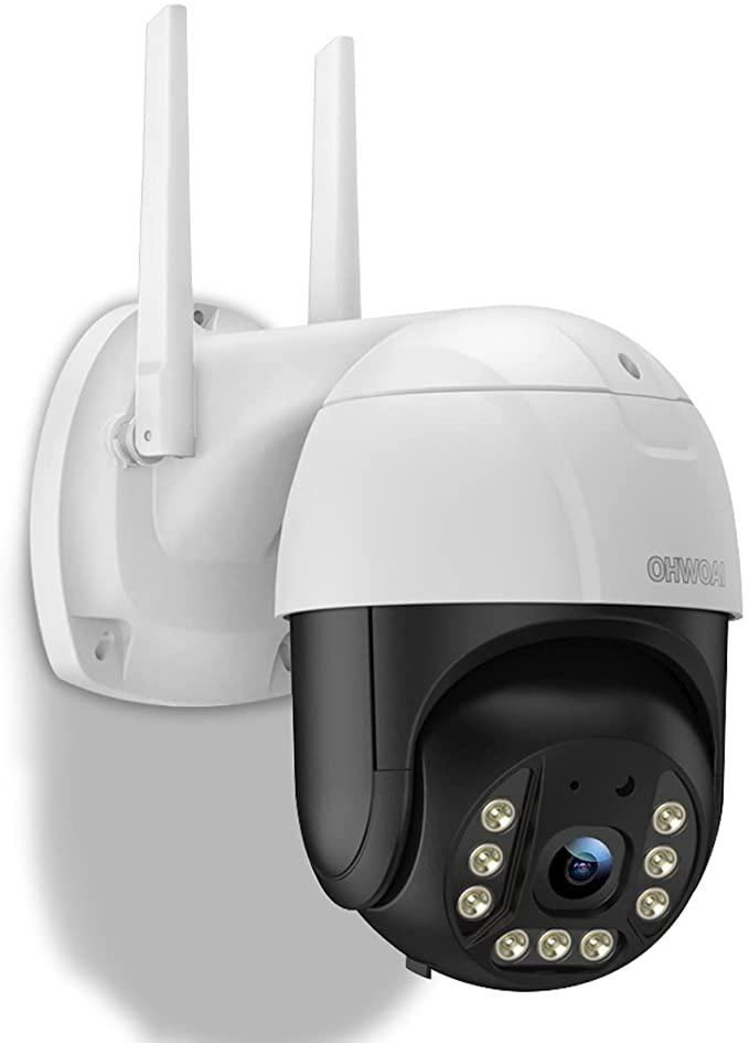 Caméra de sécurité extérieure panoramique inclinable, caméra IP WiFi domestique 1080P, caméra de surveillance à dôme panoramique inclinable, détection de mouvement audio bidirectionnelle Vision nocturne claire Onvif Caméra de vidéosurveillance étanche Pri