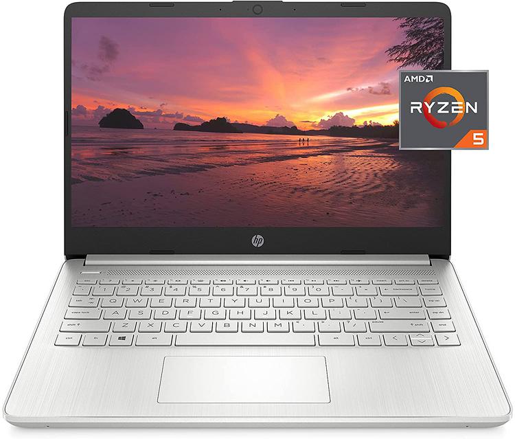 HP 14 Laptop, AMD Ryzen 5 5500U, 8 GB RAM, 256 GB SSD-Speicher, 14-Zoll-Full-HD-Display, Windows 10 Home, dünn und tragbar, Micro-Edge- und entspiegelter Bildschirm, lange Akkulaufzeit (14-fq1021nr, 2021)
