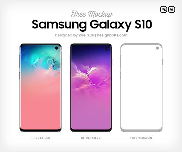 Kostenlose Samsung Galaxy S10 Mockup PSD y Vector Ai