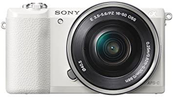 Appareil photo numérique sans miroir Sony a5100 16-50 mm avec écran LCD rabattable de 3 pouces (blanc)