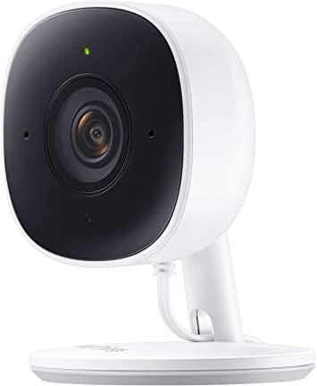 Caméra de sécurité intérieure Samsung SmartThings (GP-U999COVLBDA), vidéo HD 1080P avec HDR, vision nocturne, détection de mouvement avancée et audio bidirectionnel - noir/blanc