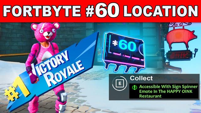 Fortbyte 60 | Accessible with Sign Spinner Emote in front of Happy Oink restaurant location