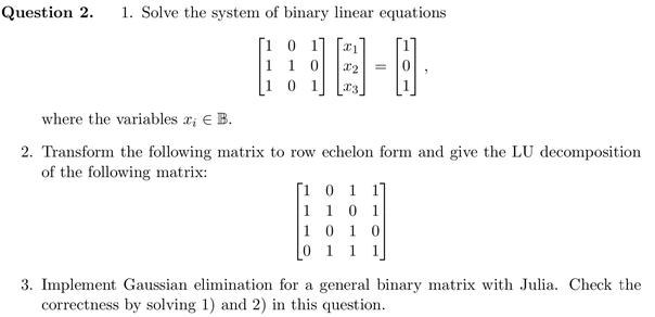 Binaarinen lineaarinen yhtälö