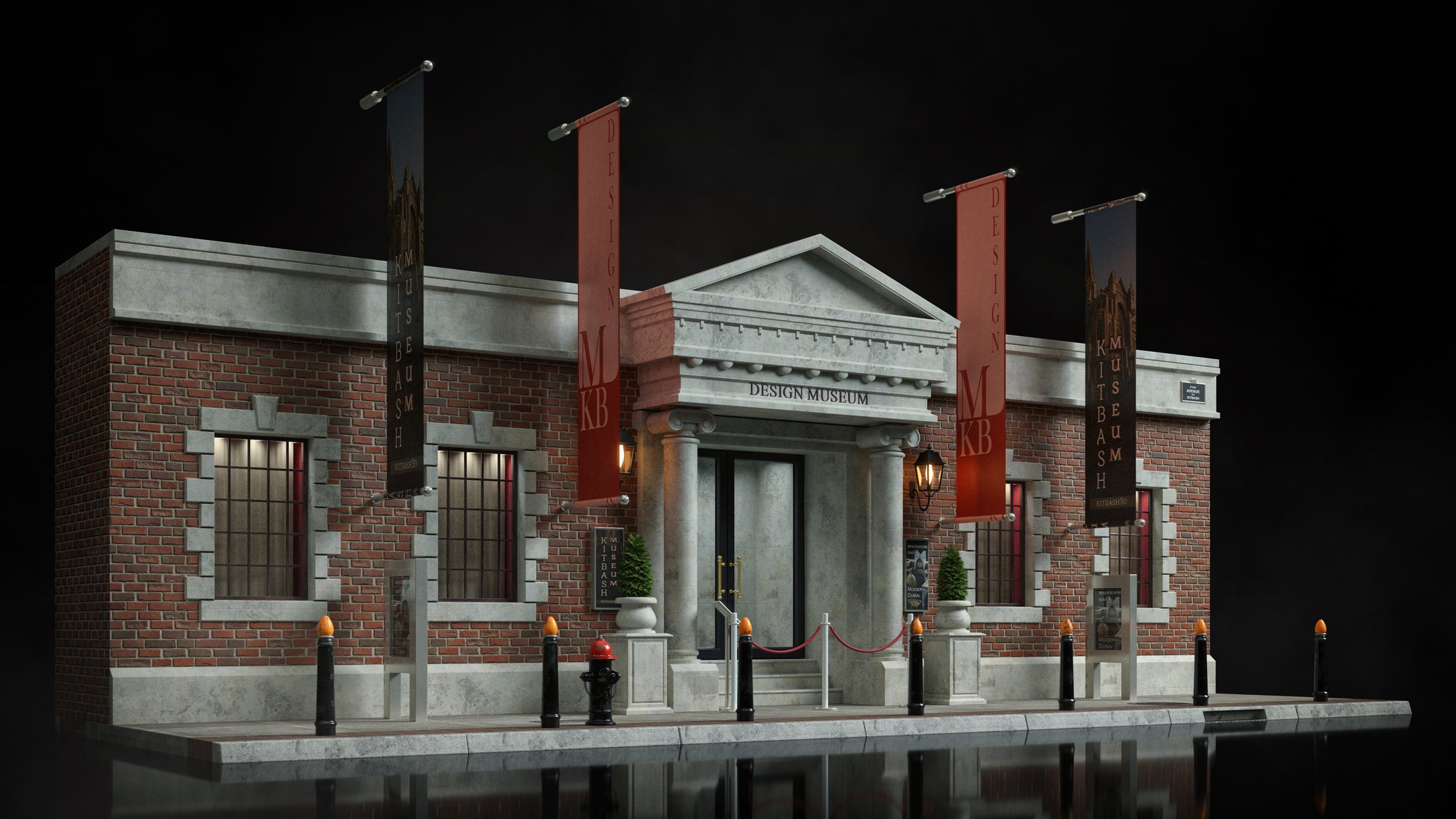 [Kitbash3D] shop building construction street facilities 3D model package  