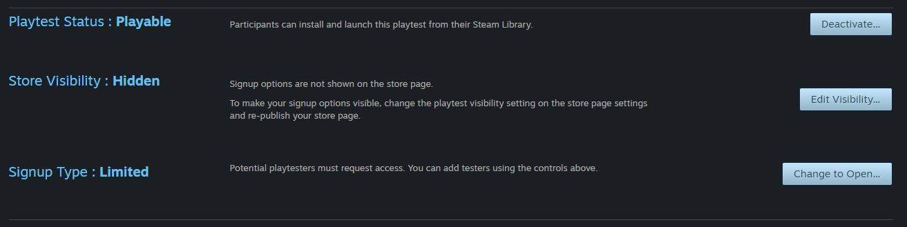 Steam Playtest (Steamworks Documentation)