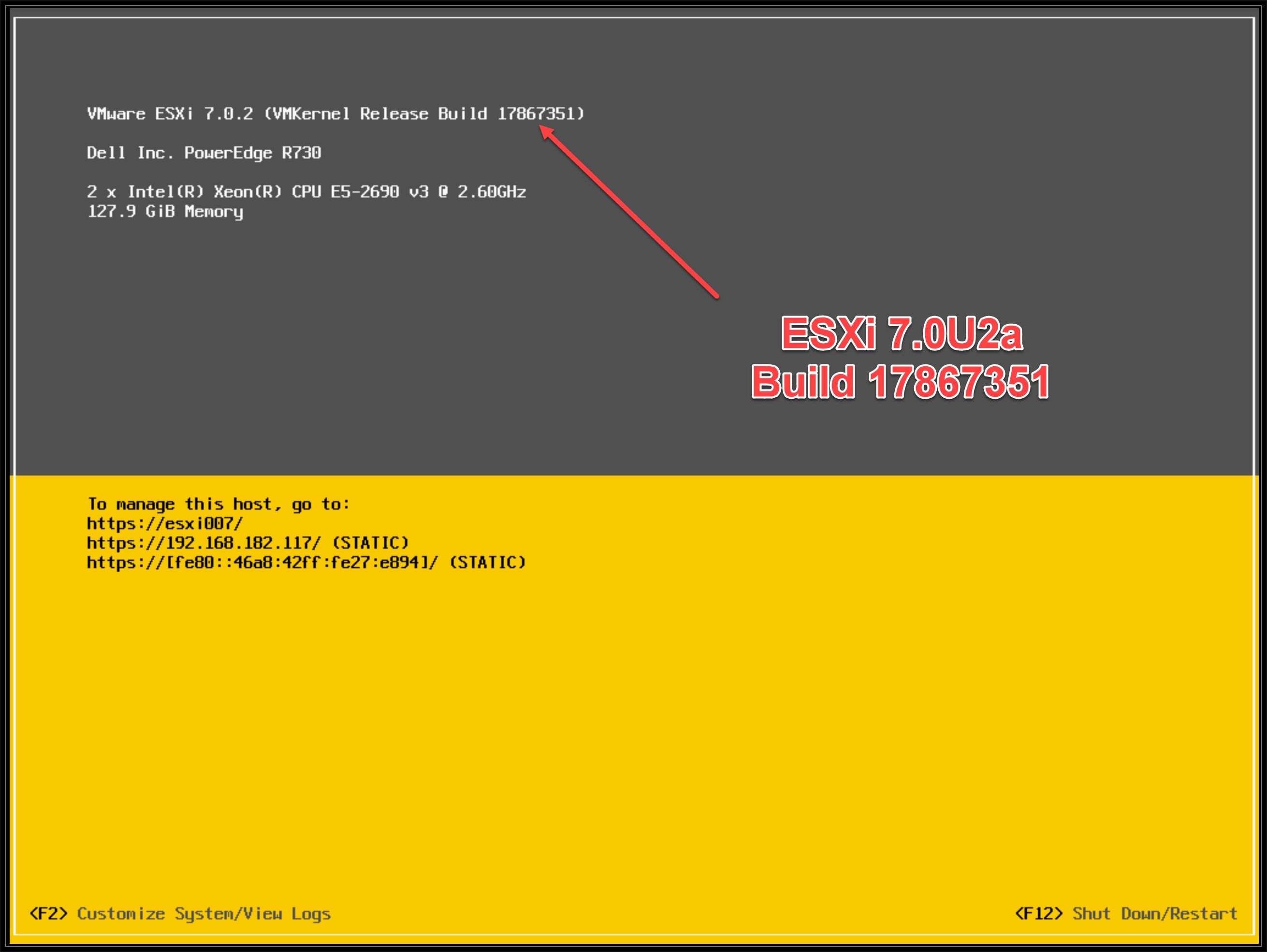 HOW TO: Update VMware ESXi 7.0U2 to ESXi 7.0U2a direct from ... 