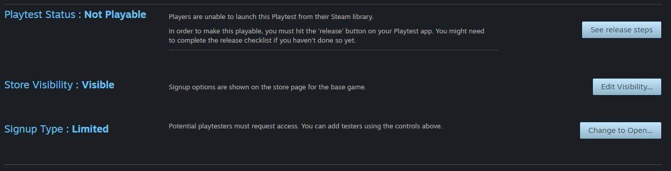 Steam Playtest (Steamworks Documentation) 