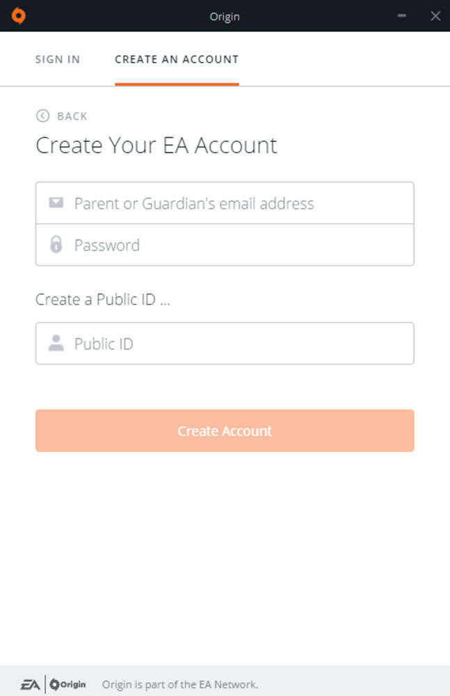 Origin - How to set up an underage EA Account for your child 