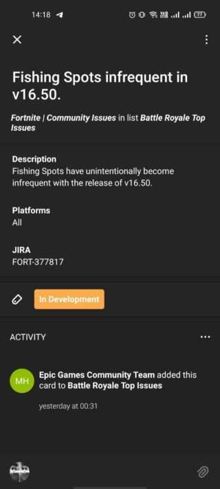 Epic looking into issues with Fortnite Fishing Spots, scrolling Voice Chat player list, & Item Granter 'Grant on Cycle' not triggering