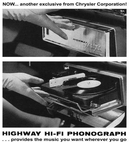 Le phonographe hi-fi Chrysler de 1956 pour autoroute 