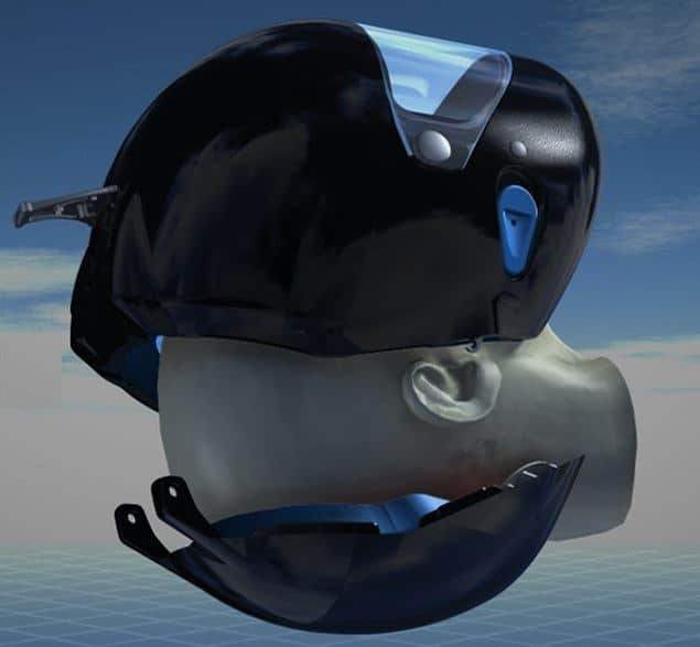 Rear-mounted helmet improves safety 