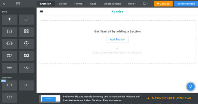 Weebly: Homepage kit in the test