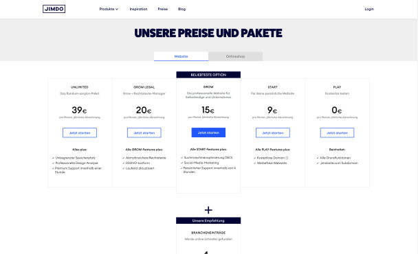 Jimdo: Homepage-Baukasten im Test 