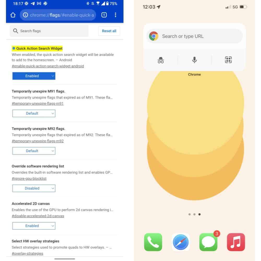 iOS et Canary font allusion au nouveau widget Google Chrome à venir sur Android 