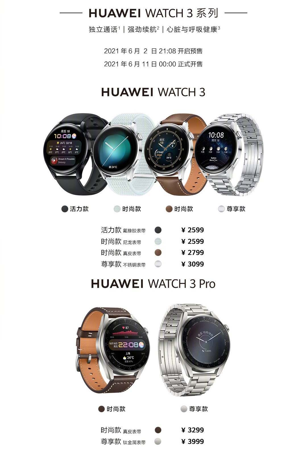 Huawei Watch 3 dévoilée avec HarmonyOS, eSIM, batterie de 3 jours, 3 Pro suit avec corps en titane 