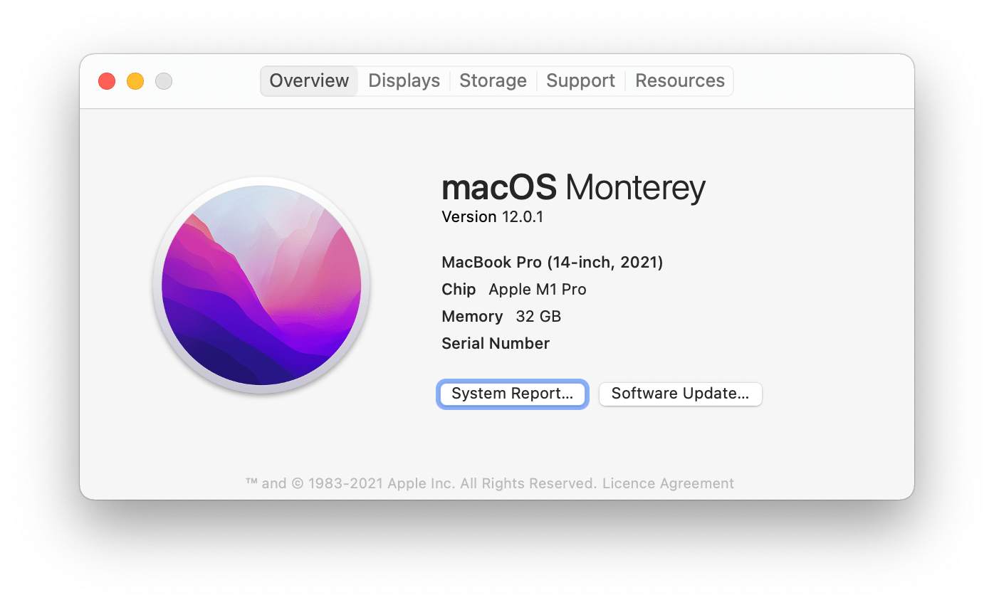 MacBook Pro 14” z M1 Pro (late 2021), 32 GB RAM i 4 TB SSD – pierwsza konfiguracja czystego systemu