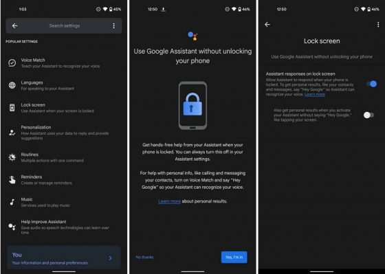 Google assistant gets settings covering the Android lock screen