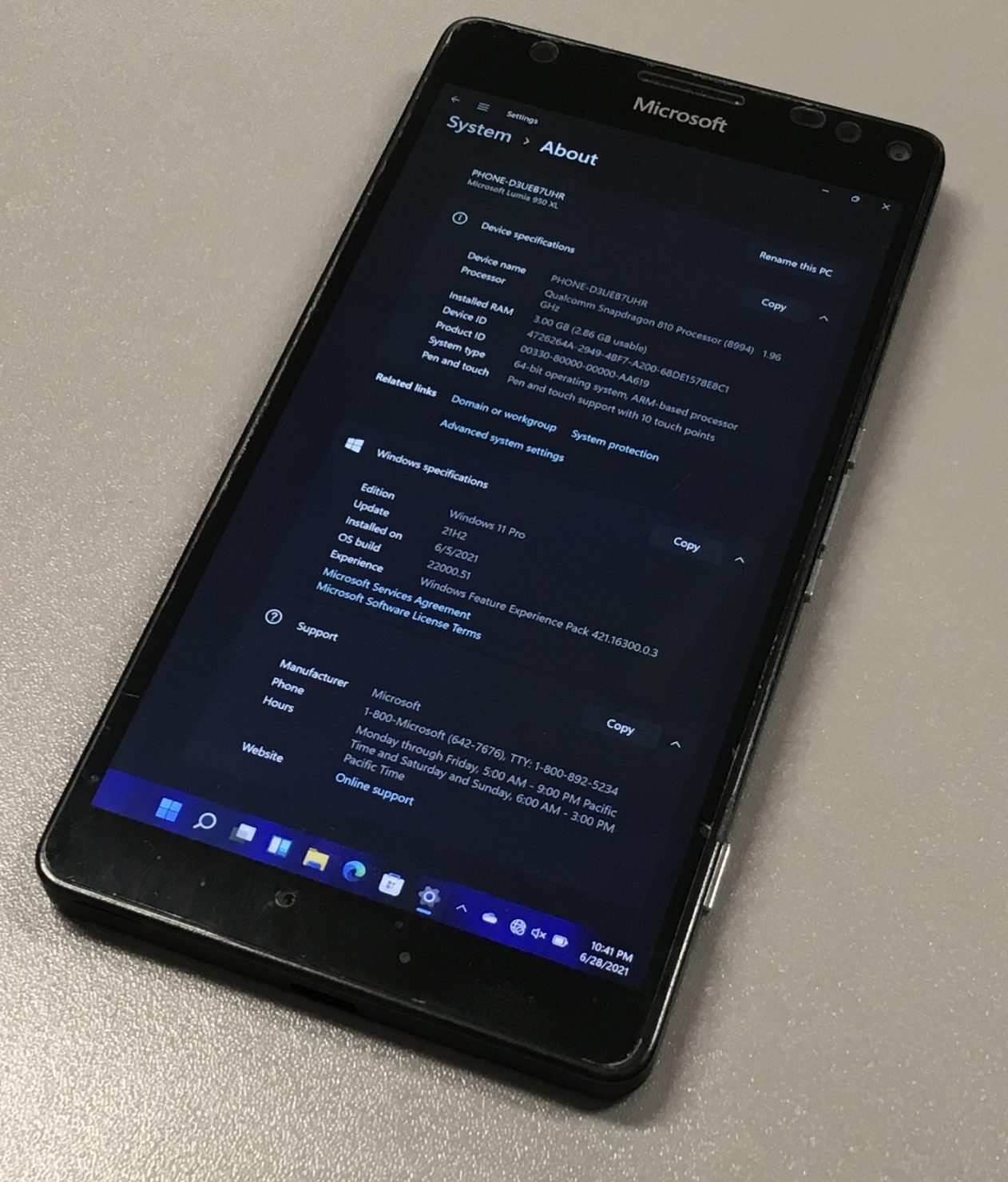 Windows 11 a été porté sur Nokia Lumia 950 XL
