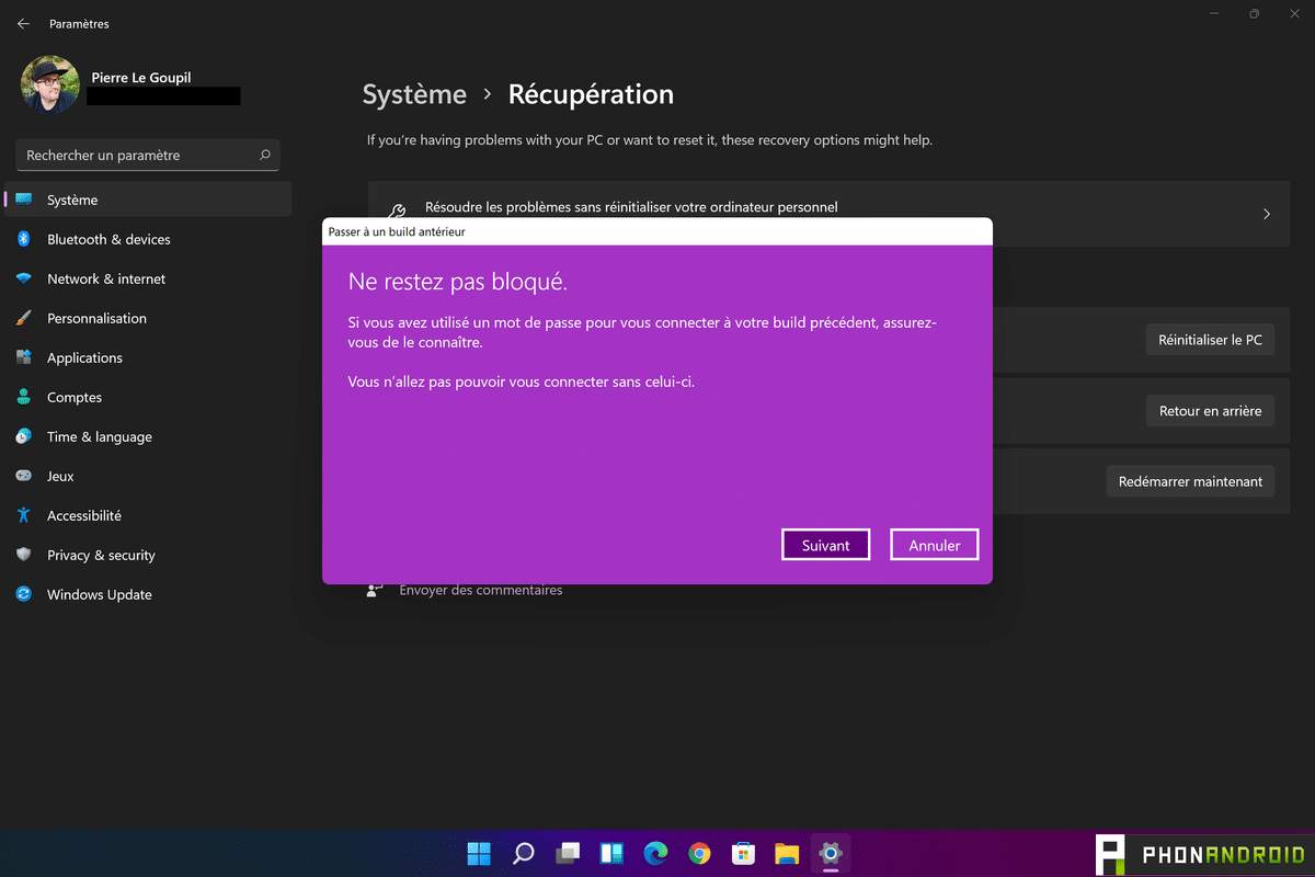 PhonAndroid Windows 11 : comment désinstaller la mise à jour et repasser sur Windows 10 