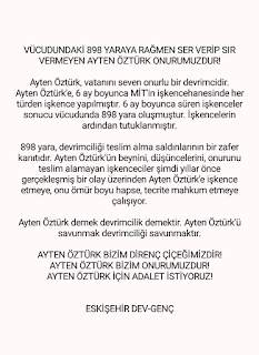 Eskişehir Dev-Genç: We Call All Our People to the Hearing of Ayten Öztürk 