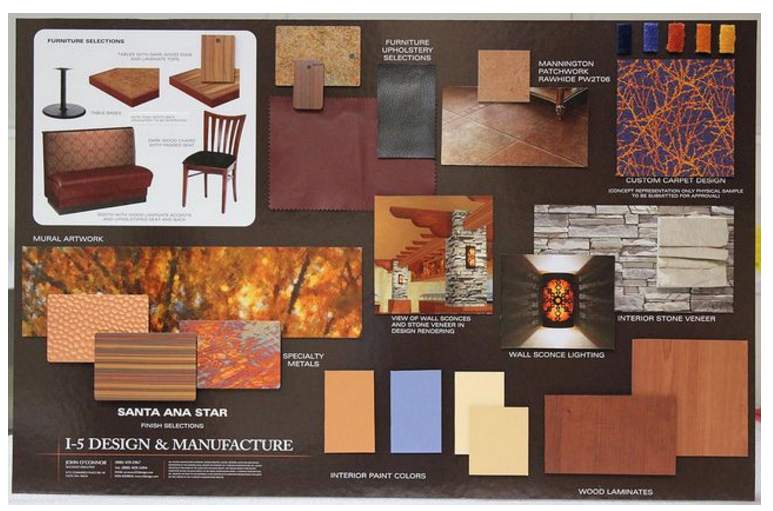 Présentations de design d'intérieur de panneaux de matériaux et de meubles 