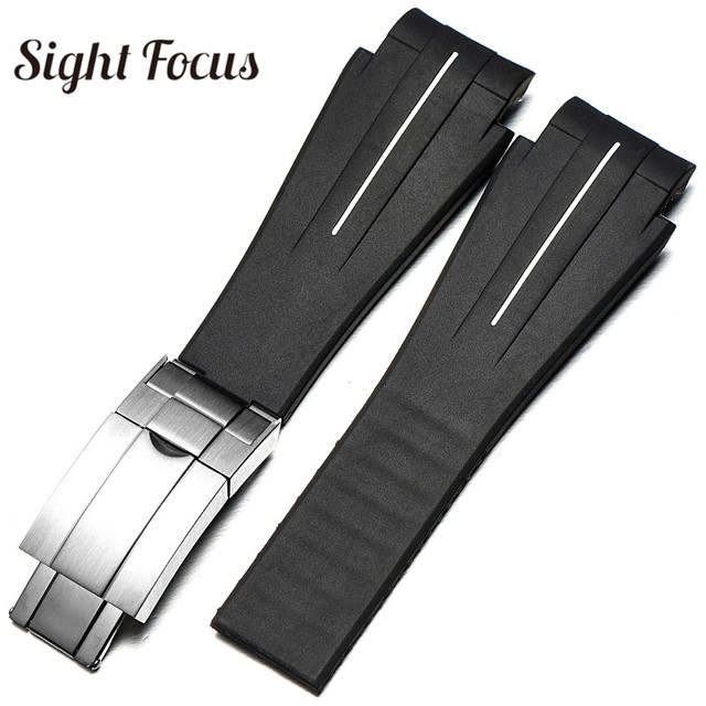 27x21mm Silicone Rubber Watch Strap for Rolex Ghost King Watchband Deepsea Sea Dweller Watch Band Bracelet 2 Style Buckle Montre