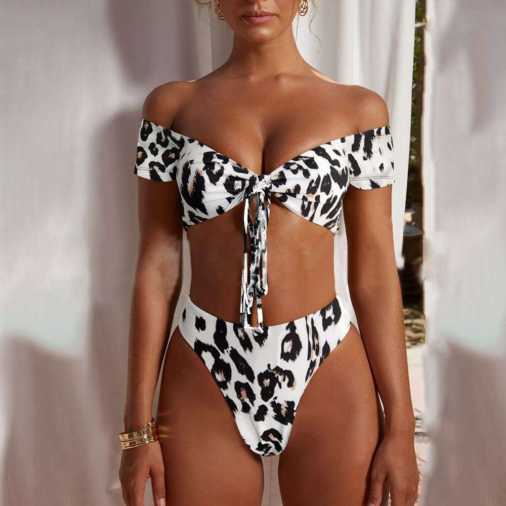 Leopard Print Sexy Bikini Push Up Swimsuit Women Bikinis Set 2021 Brazilian Thong Bathing Suit Bandeau Swimwear Beach Wear