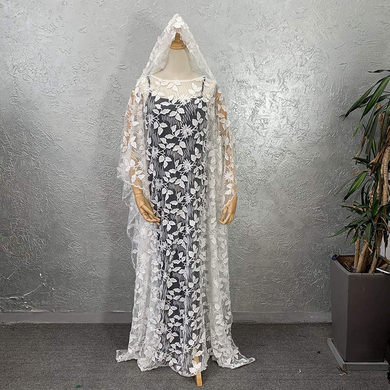 2021 New Dashiki African Lace Dresses for Women In Clothing  Africa  Ladies Clothes Inner Skirt and Loose Long Dress Abaya Dubai