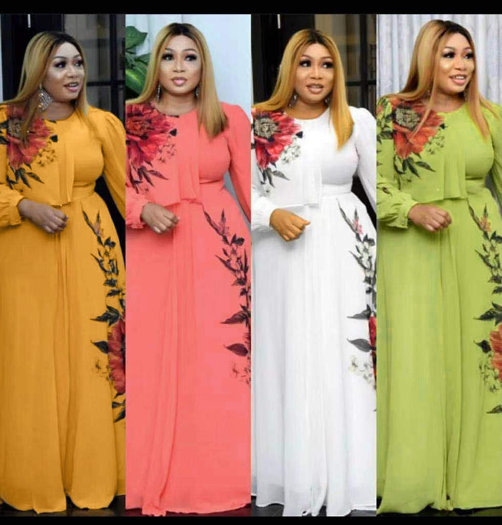 2021 African Dresses for Women Summer Print Chiffon Abaya Ankara Dashiki Maxi Dress Long Sleeve Elegant Ladies Clothes Boubou