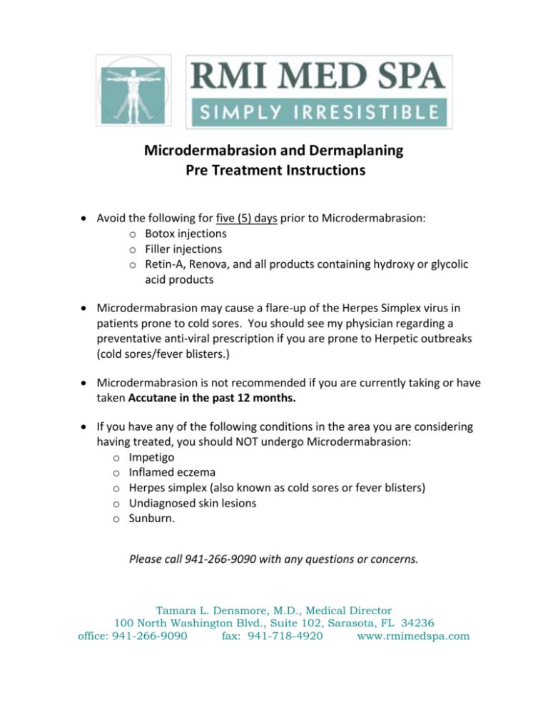 Pretreatment instruction