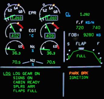 Engine display and unit warning system 