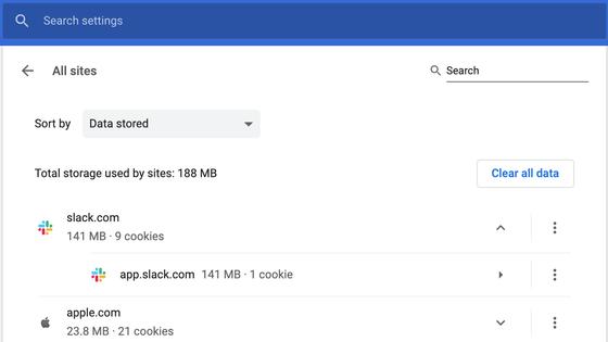 Google Chromeが「すべてのCookieとサイトデータ」の管理ページを廃止しようとしているという報告 