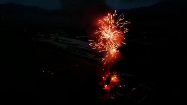  VIDEO.  Images filmed from the drone with the moment of the explosion at the Tohan Mechanical Plant in Zărneşti