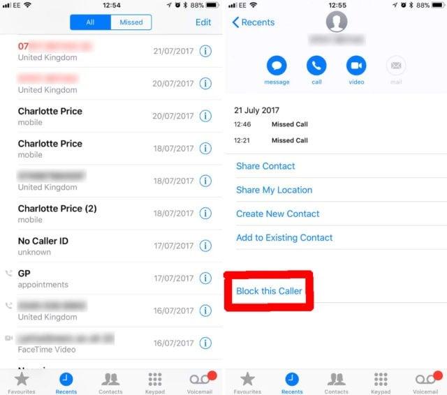 How to block and unlock the phone number?