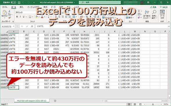 Excel最大行（100万行）の壁を軽々超える方法：Tech TIPS 