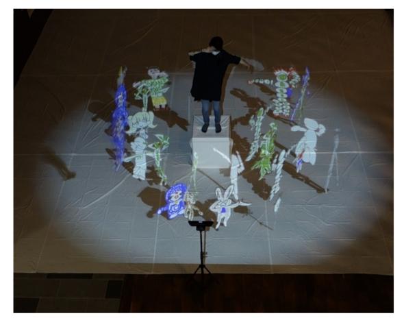 Dancing system with hand-drawn illustrations Developed by AIT, illustrations respond to people's movements: Innovative Tech 