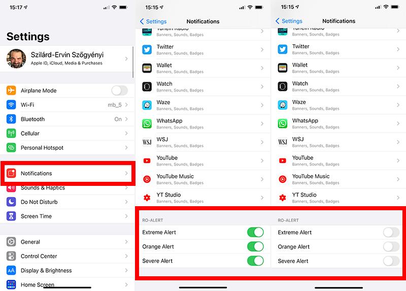 Iată cum puteți activa/ dezactiva serviciul RO-ALERT pe iPhone/ iOS