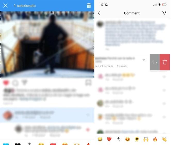 Instagram, come eliminare commenti da smartphone 
