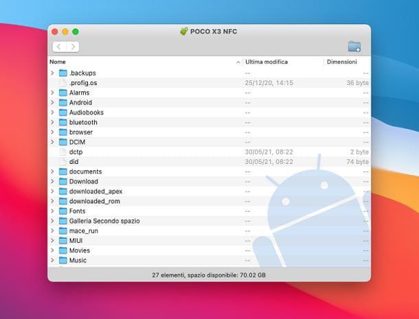 Come trasferire file da Android a Mac 