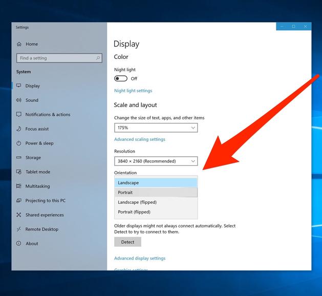 How to rotate the screen in Windows 10 