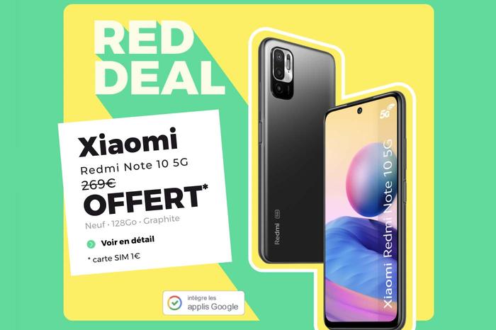 Chez RED by SFR, le Redmi Note 10 est gratuit avec ce forfait mobile à 15 euros par mois 🔥